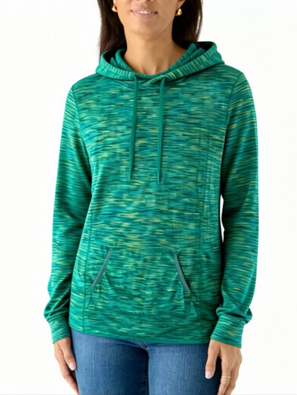 Exertek Teal Space-Dye Pullover Hoodie With Thumbholes Size 2X